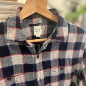 GAP Men's Blue Plaid Flannel Shirt